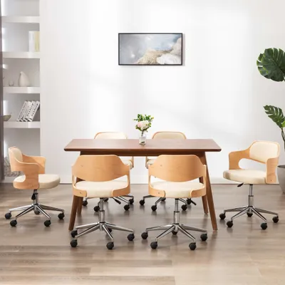Produktbild von The Living Store Drehbare Esszimmerstühle 4 Stk. Creme Bugholz und Kunstleder