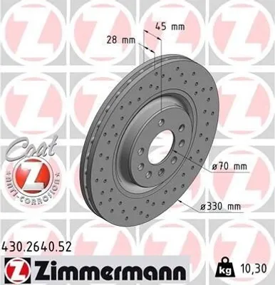 Produktbild von 2x ZIMMERMANN Bremsscheibe 430.2640.52 für OPEL Corsa E Schrägheck (X15) 45mm
