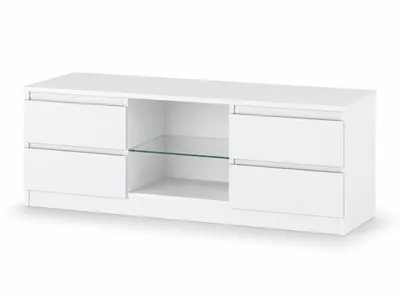 Zdjęcie produktu dla Szafka RTV 138 cm AGA biała matowa pod telewizor 4 szuflady do salonu