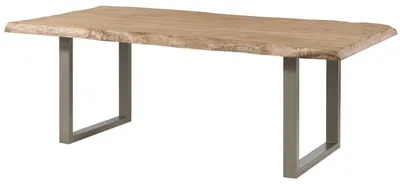 Produktbild von MASSIVMOEBEL24.DE Baumtisch Mango 180x90x77 beige lackiert / U-Beine silber matt FREEFORM 5