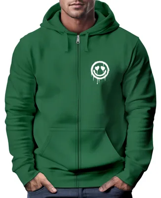 Produktbild von Sweatjacke Herren Print Smile Drip Face Aufdruck Zip-Hoodie mit Kapuze Männer Fashion Streetstyle Neverless® bottle-green M