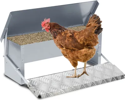 Immagine prodotto di Mangiatoia automatica Hengda, mangiatoia automatica per polli da 5KG con pedale ad apertura automatica, mangiatoia per polli, mangiatoia con distributore di mangime per pollame