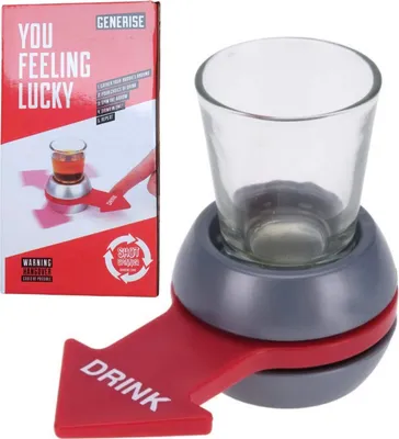 Produktbild von Shot Glas Spinner | Party-Spiel | Trinkspiel | Einschenken, Drehen, Trinken. Inklusive Shotglas und Drehmechanismus