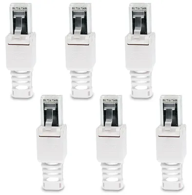 Produktbild von Netzwerkstecker Cat 6a RJ45 Stecker 6x Steckverbinder werkzeuglos Zugentlastung