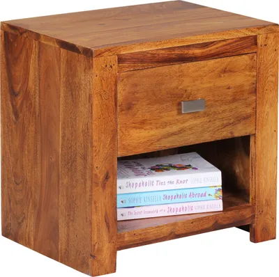 Produktbild von Wohnling Sheesham Massivholz Nachtkonsole mit Schublade und Ablage 40 x 30 x 40 cm; WL1.368
