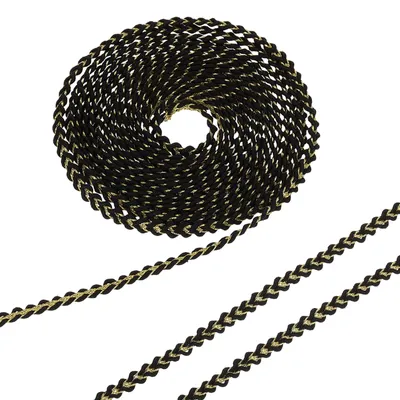 Polyester-Borte 9,14 m, 4 mm, schwarz/gold, zum Nähen und Basteln