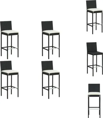 Immagine prodotto di vidaXL Sgabelli da giardino con cuscini 4 pezzi in polirattan nero - Sedie da giardino