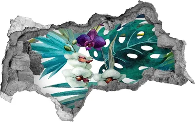Produktbild von Selbstklebender Loch-3D-Aufkleber 95x73 cm tropische Blumen