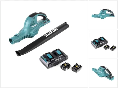 Produktbild von Makita DUB 361 PT 2x 18 V / 36 V Akku Laubbläser Gebläse + 2x Makita BL 1850 5 Ah / 5000 mAh Akku + Makita DC 18 RD 2-fach Ladegerät