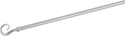 A single, silver, extendable rod with a curved hook at one end, isolated on a white background.