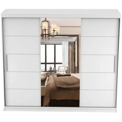 Produktbild von Schwebetürenschrank Astra, 233 cm, Weiß/Weiß, mit Spiegel