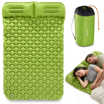 Obrázek produktu pro Lehká nafukovací karimatka HyperMotion, izolační podložka na spaní, pro 1 osobu, vhodná pro turistiku, rozměry 190x56 cm, zelená barva