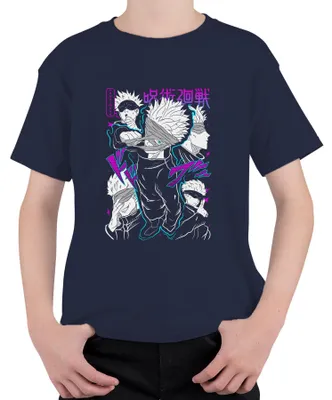 Zdjęcie produktu dla Satoru Gojo Jujutsu Kaisen Anime Manga Blindfold Gift Cool Koszulka dziecięca uni , granatowy, 152
