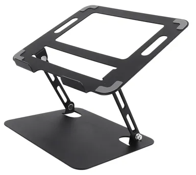 Image de Support pliable pour ordinateur portable, réglable en hauteur, en acier au carbone, pour bureau, noir