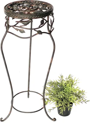 Obrázek produktu pro Květinová stolička kovová černá kulatá 65 cm stojan na květiny 18215 květinový sloup starožitný stojan na rostliny stolička na rostliny Vintage