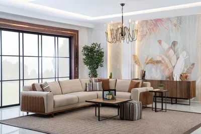 Immagine prodotto di Divano angolare a L soggiorno moderno mobili divano angolare set beige