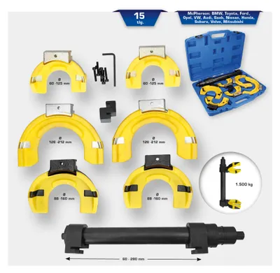 Immagine prodotto di Set di compressori per molle Brilliant Tools, 15 pezzi, con inserti protettivi in plastica