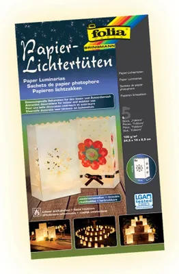 Immagine prodotto di folia 12401, Lanterne di carta, 24,5x14x8,5 cm, stile folkloristico, bianche, set da 5 (1 confezione)