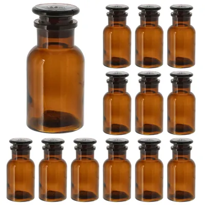 Produktbild von 12 x Apothekerflaschen Braunglas mit Glasstopfen und Weithals 250 ml Weithalsflaschen Braunglasflaschen Medizin Medizinflaschen