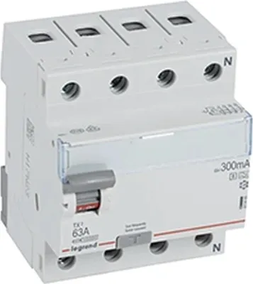 Obrázek produktu pro Legrand FI jistič, typ A/S, 10 kA, 63 A, 4pólový, 300 mA, 1 ks.
