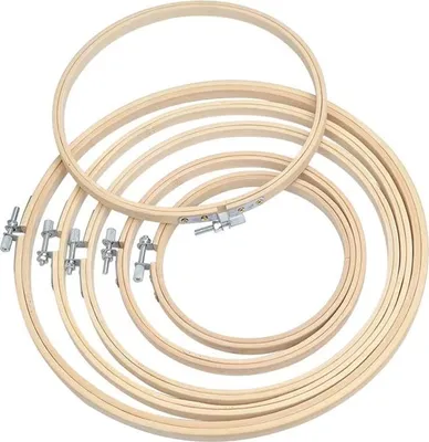 Produktbild von 6 Stück Stickrahmen Rahmen Set Holz Bambus Hoop Ring Stickerei Hoop Einstellbar Nähen Bambus Kreis Set Holz Runde