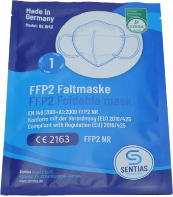 Produktbild von Faltmaske FFP2 nach EN 149, weiß,   1 Stück | Packung (1 Stück)
