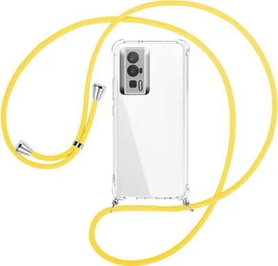 Produktbild von Handykette Backcover-Schutzhülle mit Band (Metall silberfarben) für Xiaomi Poco F5 Pro (6.67'') - gelb