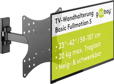 Produktbild von Goobay 49713 Vollbewegliche Wandhalterung fÃ1/4r 58,42 - 106,68 cm (23 - 42 Zoll) LCD-/Plasmageräte, max. 20 kg Traglast, max. VESA 200 x 200