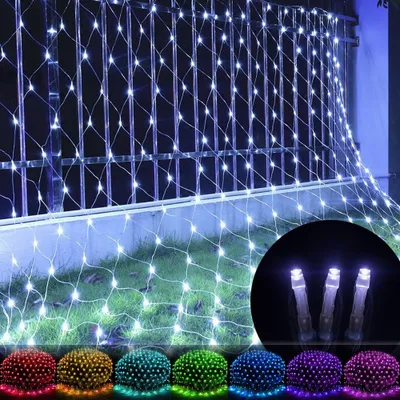 Obrázek produktu pro 3X2M 320LED světelná síť venkovní vnitřní síťová světelná opona vánoční dekorace 8 režimů pohádkových světel pro keře zahradní pokoj balkon vánoční světla bílá