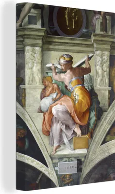 Produktbild von OneMillionCanvasses® - Leinwandbilder - 90x140 cm, Sixtinische Kapelle, Sibilia - Michelangelo, Wandbilder Kunstdruck Wanddekoration - Wandschmucke - Schlafzimmer