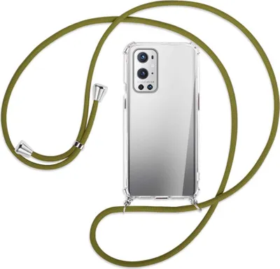 Produktbild von Handykette Backcover-Schutzhülle mit Band (Metall silberfarben) für OnePlus 9 - khaki