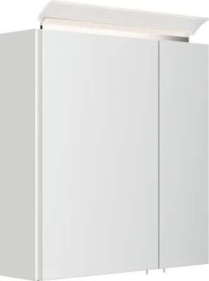Zdjęcie produktu dla Szafka z lustrem 60 cm, łazienka dla gości, dwudrzwiowa szafka łazienkowa z oświetleniem LED