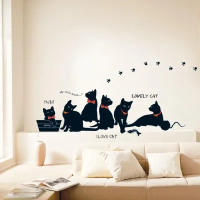 Produktbild von Schwarze Katze – Selbstklebende Wandaufkleber