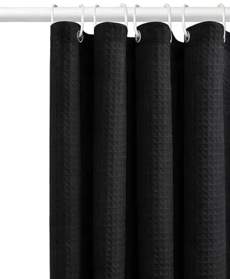 Imagen del producto de Cortina de ducha con diseño de panal de abeja – Resistente al moho – 80 x 180 cm – Incluye anillas – Accesorios para el baño – Diseño de panal – Impermeable – Para baño y WC – Negro