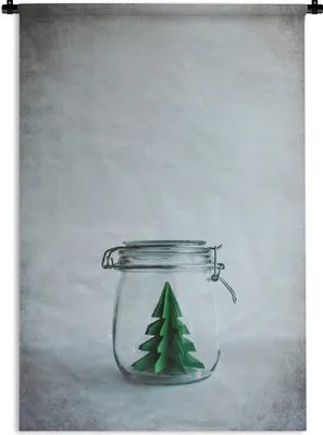 Produktbild von MuchoWow® Wandteppich Wandbehang Illustration - Weihnachtsbaum - Kunst 90x135 cm Tapisserie Dekoration Wandtuch - Baumwolle - Wandskulptur