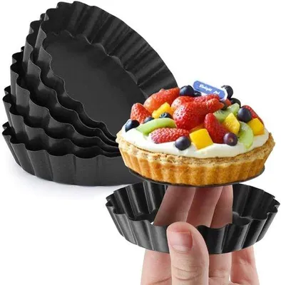 Image de Lot de 6 - Moules à quiche et à gâteaux - Antistatiques - Lavables au lave-vaisselle - Ø 9,8 cm