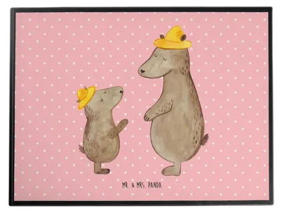 Produktbild von Mr. & Mrs. Panda schreibtischunterlage Bären mit Hut - Rot Pastell - Geschenk, Family, Familie, Vatertag, tischmatten, schreibtischunterlagen, Bär, malunterlage