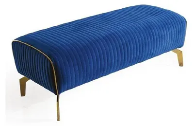 Image de Blauer Fußhocker Designer Beistellhocker Polster Textil Ottomane Modern