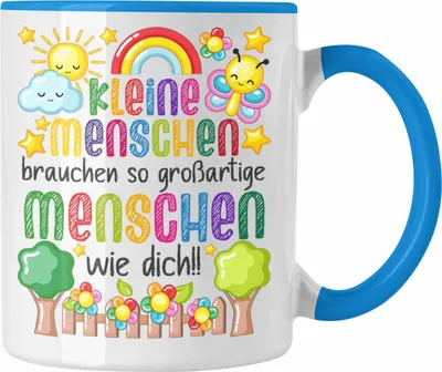 Produktbild von Trendation - Erzieherin Tasse Geschenk Danke Dankeschön Abschiedsgeschenk Beste Kindergärtnerin Spruch Großartige Menschen Wie Dich (Blau)