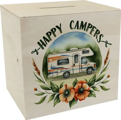 Produktbild von Wohnmobil Happy Campers Spardose aus Holz