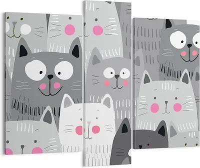 Produktbild von Bild auf Leinwand - Leinwandbild - Kittys Tiere Illustration - 95x80cm - Wand Bild - Wanddeko - Leinwanddruck - Bilder - Kunstdruck - Wanddekoration - Leinwand bilder - Wandkunst - CB95x80-2890