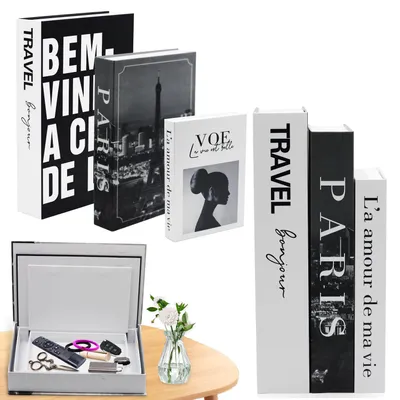 Deko-Bücher Set 3er, nestbar, Karton, 28x19 cm