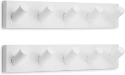 Produktbild von Wandgarderobe und Haken LARHN Garderobenleiste Wand (2 Stk.) - Wandgarderobe Weiß - 5 Haken