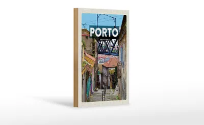 Produktbild von Holzschild Reise 12x18 cm Porto Portugal Altstadt Bild Dekoration