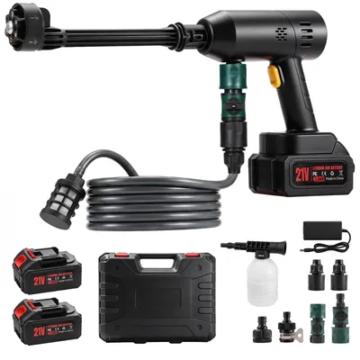 Obrázok produktu pre HCALORY E1, vysokotlakový čistič s batériou, 1000 PSI, prenosný, 2x 3000mAh batéria, tryska 6 v 1, bezdrôtový čistič na auto, záhradu, terasu, plot
