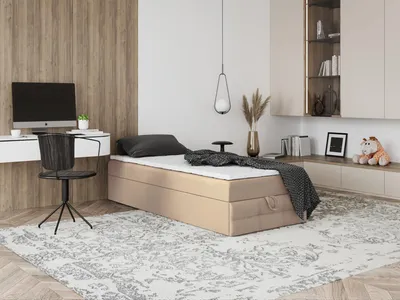 Produktbild von Boxspringbett mit Bettkasten Ewora 4 Mini 100x200 cm Kinderbett, Jugendbett, Einzelbetten, Bett, Stauraum Polsterbett, Matratze