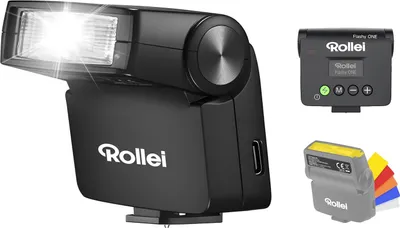 Produktbild von Rollei Flashy ONE Mini Kamera Blitz GN 16 mit LCD Display Recycle Zeit 0.012.5 s, Camera Flash Universal Kompatibel für Canon Nikon Sony Fujifilm Lumix Olympus, Mini-Blitz-Kamera-Flash-Aufsteckblitz