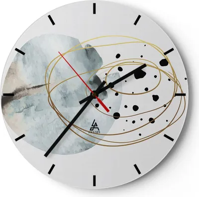 Produktbild von Wanduhr - Rund - Glasuhr - Modern Abstraktion Flecken - 30x30cm - Schleichendes Uhrwerk - Lautlos - zum Aufhängen bereit - Dekoration Modern - Wanddekoration aus Glas - C3AR30x30-4782