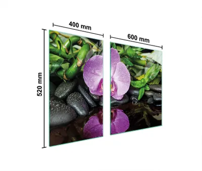 Immagine prodotto di Piastre coprifornelli 2 pezzi 100x52 Copriforno in Vetroceramica tagliere in vetro orchidea viola