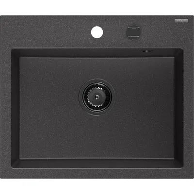 Zdjęcie produktu dla Mexen Oscar zlewozmywak granitowy 1-komorowy 580 x 490 mm, czarny nakrapiany, syfon czarny - 6519581000-76-B